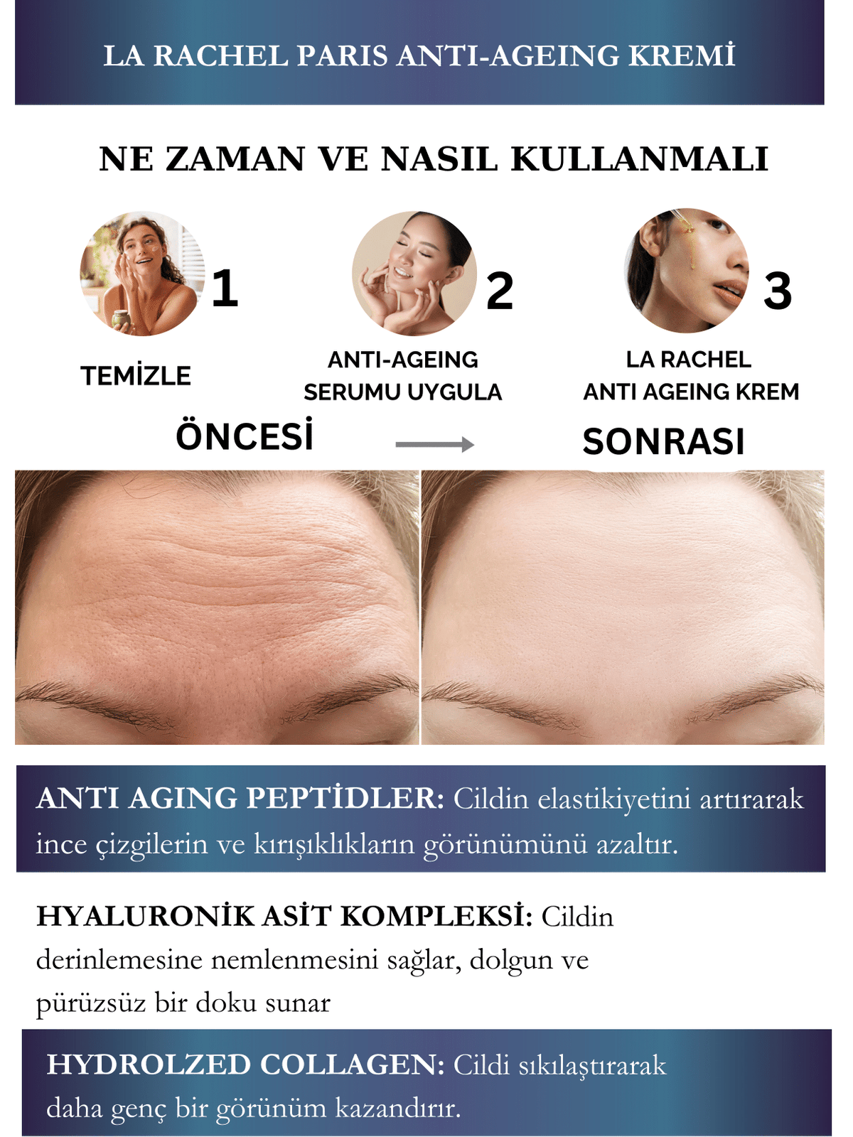 Kırışıklık karşıtı ve yaşlanma belirtilerini azaltmaya yardımcı anti-aging krem.