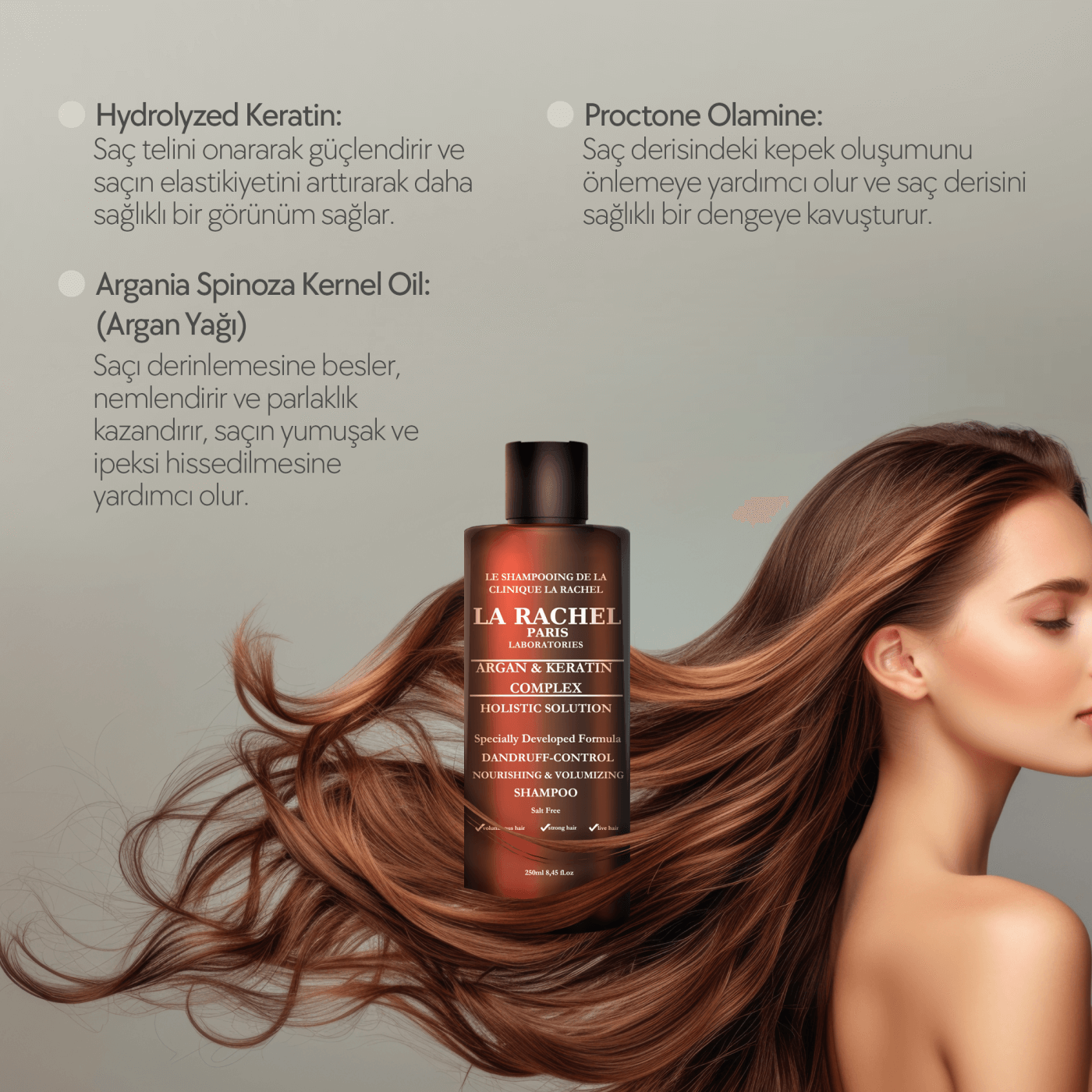 Derinlemesine temizlik sağlayan, kepeğe karşı etkili argan keratin complex şampuan.