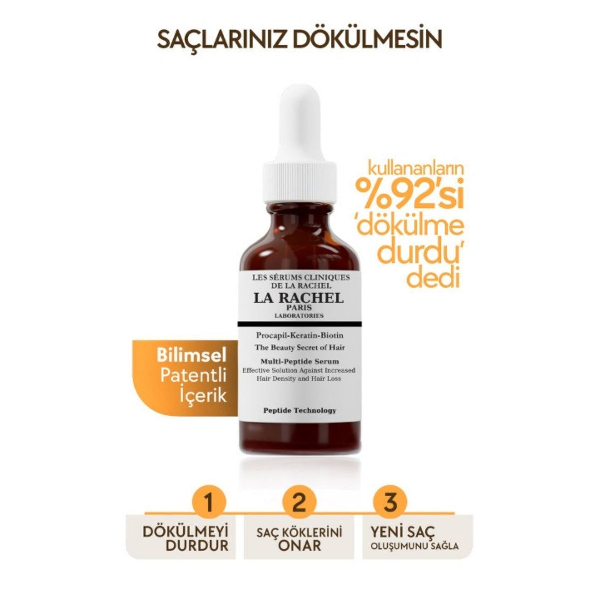 La Rachel Paris %3 Procapil saç serumu, dökülmeye karşı yoğun saç derisi bakımı