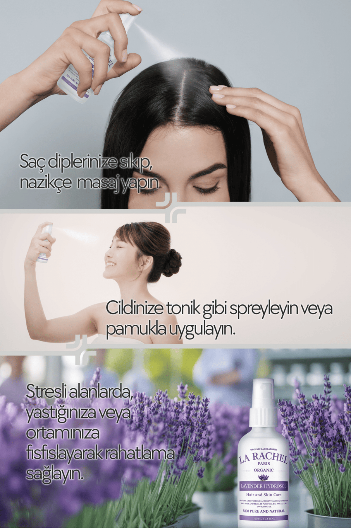 La Rachel lavanta hidrosolü nasıl kullanılır bilgi görseli