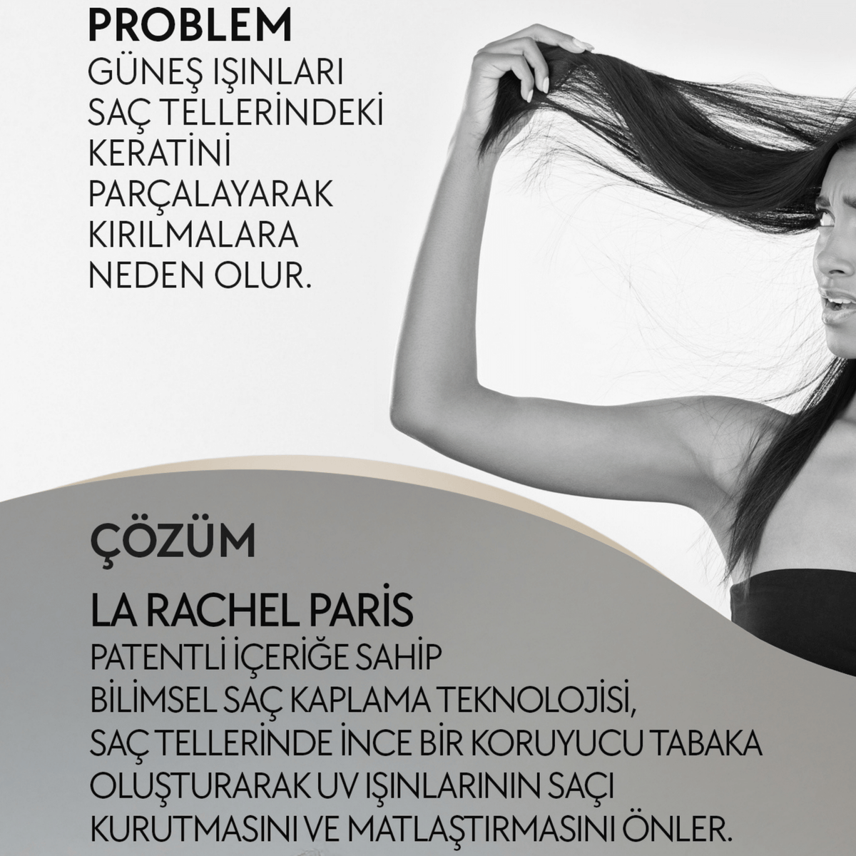 La Rachel saç bakım sütü ile güneş ve ısı kaynaklı mat görünüm desteği